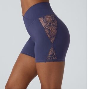 Halara SoftlyZero™ High Waisted Crossover Contrast Lace Pocket Yoga Biker XS 💜